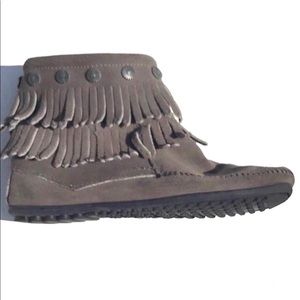 Minnetonka Double Fringe Suede Booties